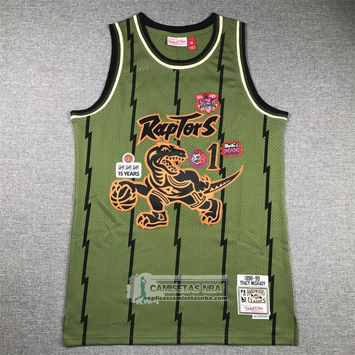 Camiseta Toronto Raptors Tracy McGrady NO 1 Mitchell & Ness 1998-99 Verde